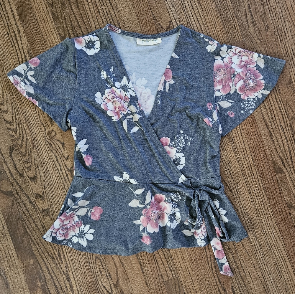 Floral wrap peplum top